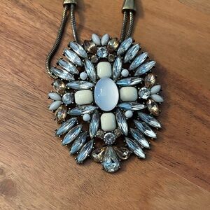 Elegant Blue and Cream Gemstone Necklace